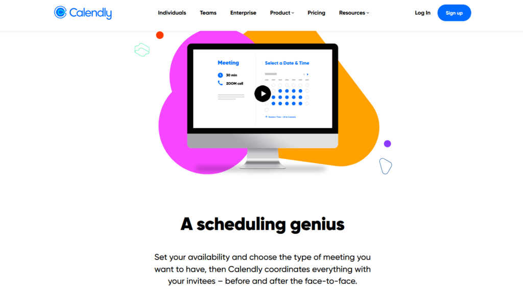 Calendly appointment scheduling software homepage.