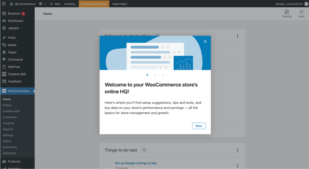 WooCommerce welcome pop-up example.