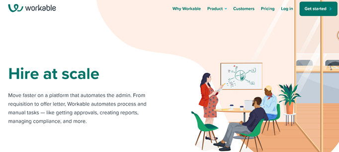 Workable recruiting software homepage.