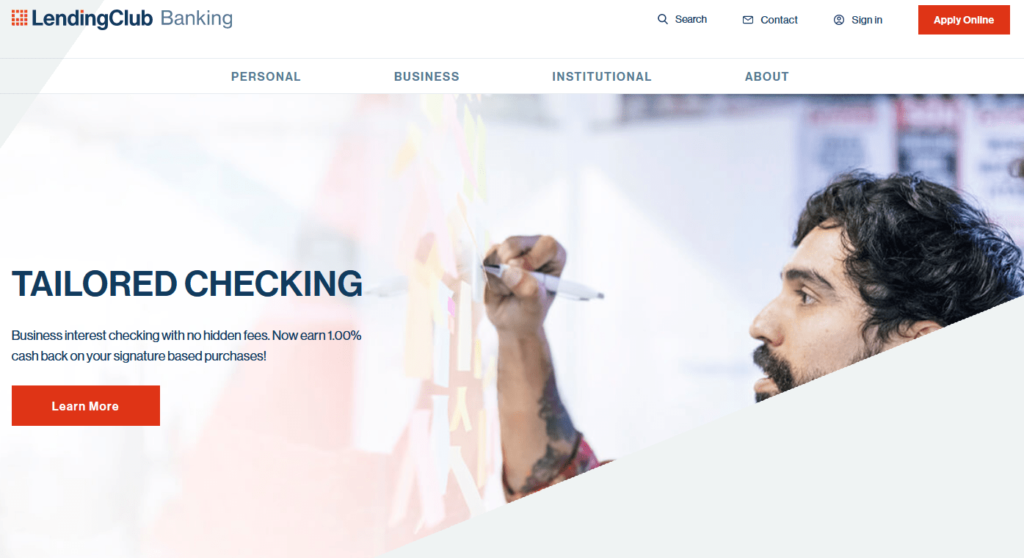 LendingClub Bank home page.