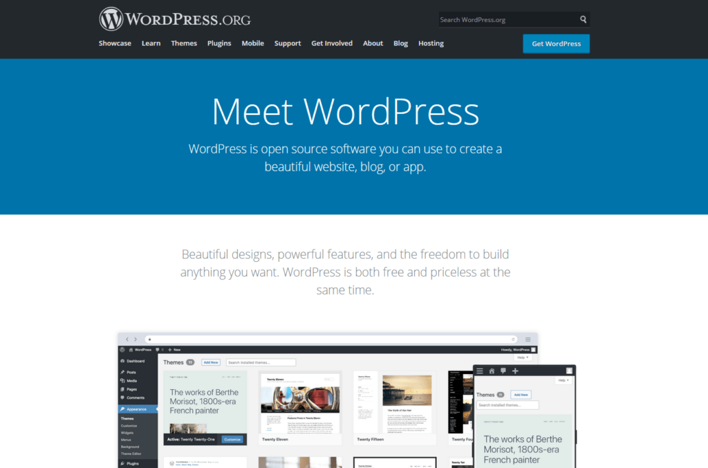 Wordpress home page.