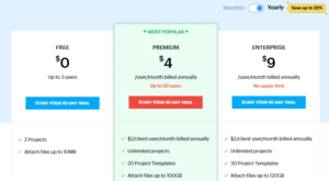 Zoho pricing page.