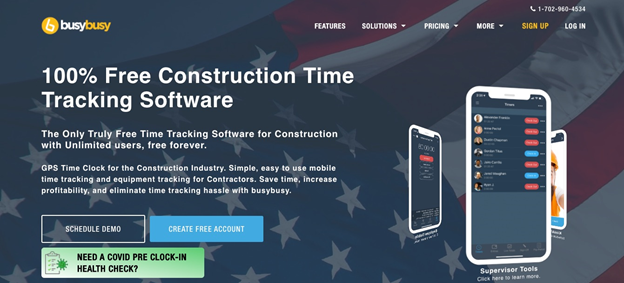 BusyBusy tracking software homepage.