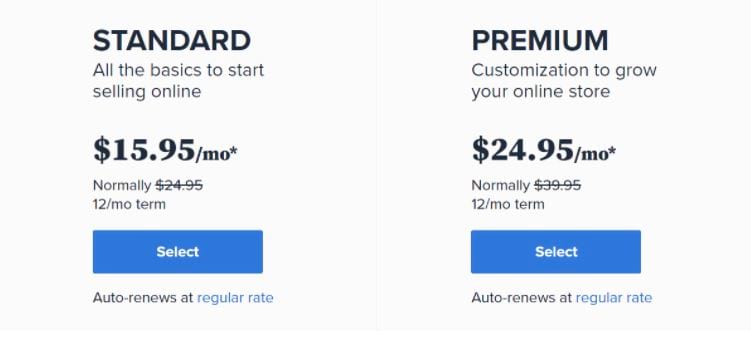 Bluehost pricing page.