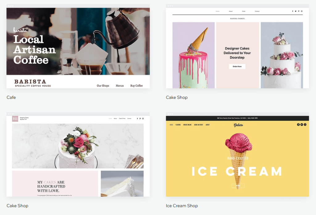 Wix template examples.