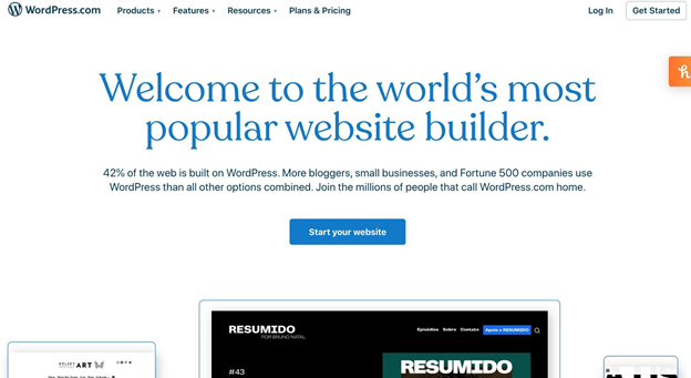 WordPress website builder homepage.