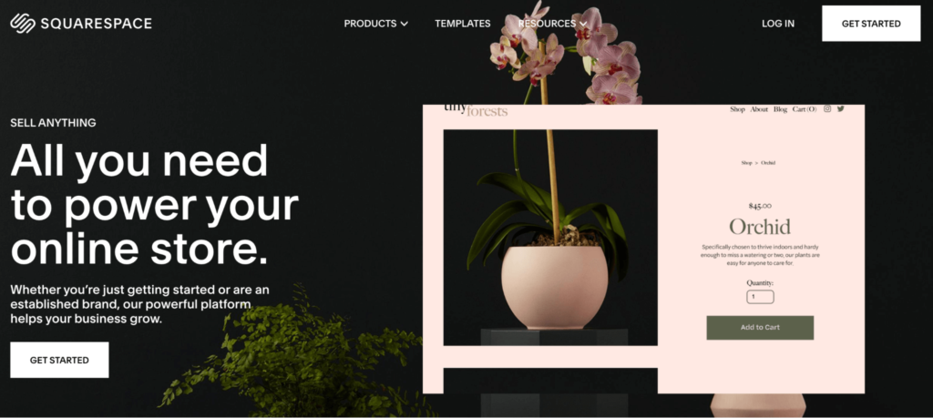 Squarespace website builder homepage.