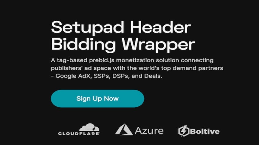 Setupad header bidding wrapper landing page.