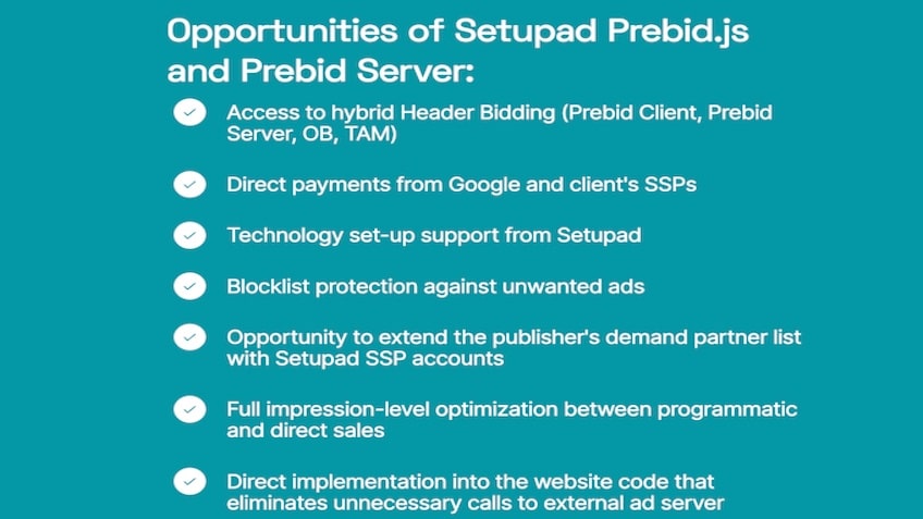 Setupad prebid integration features.