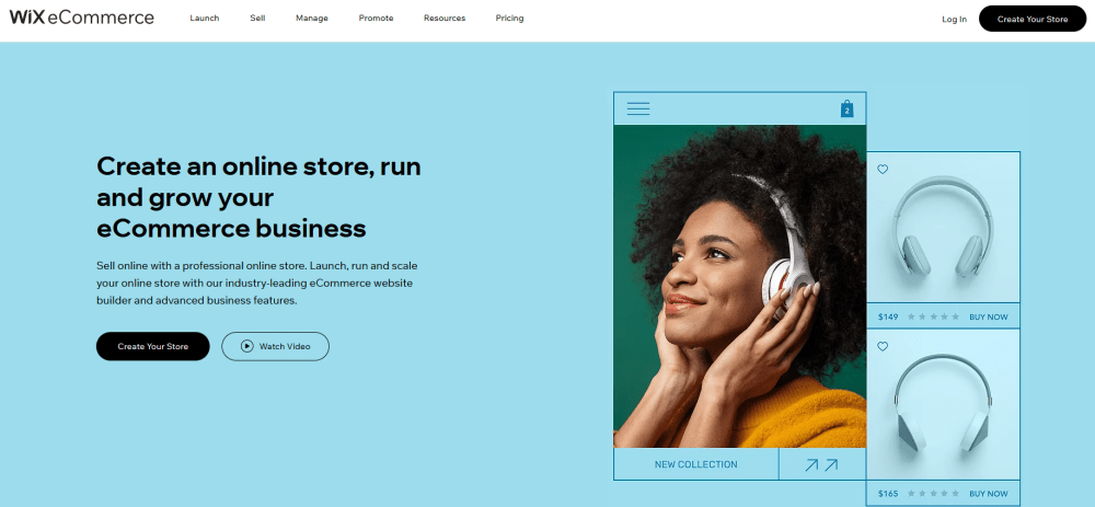 Wix ecommerce home page.