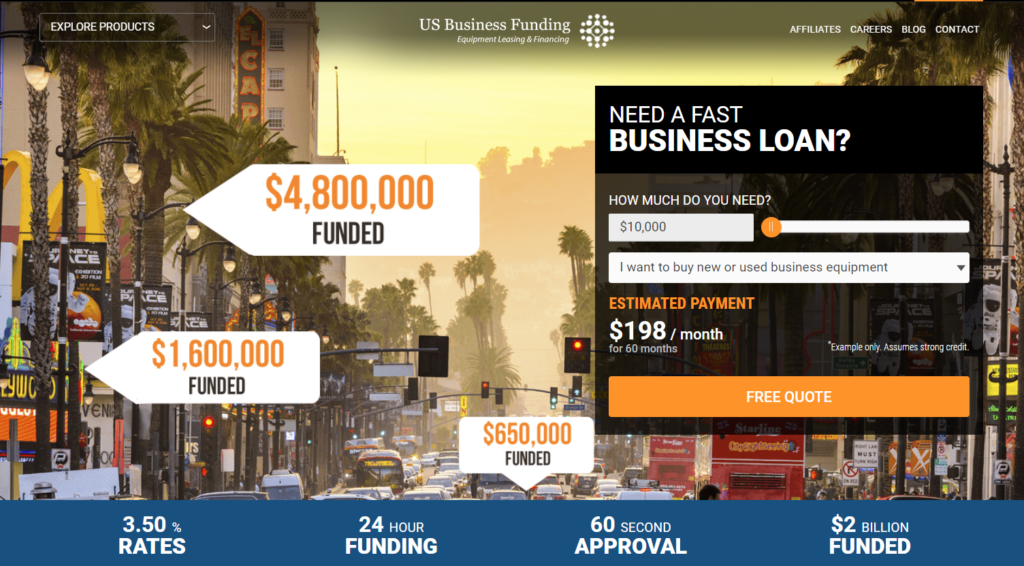 US Business Funding homepage.