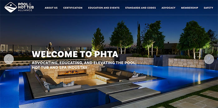 Pool and Hot Tub Alliance homepage.