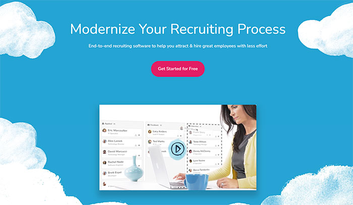 Modernize your recruiting process get started for free end-to-end recruiting software homepage.