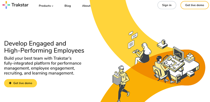 Trakstar employee engagement software homepage.