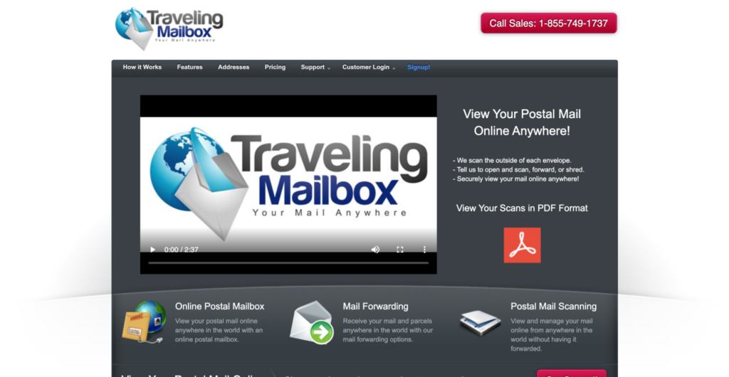 Traveling Mailbox homepage.