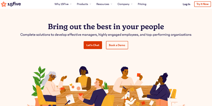 15Five employee engagement software homepage.