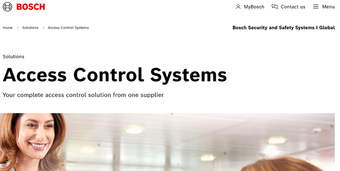 Bosch access control homepage.