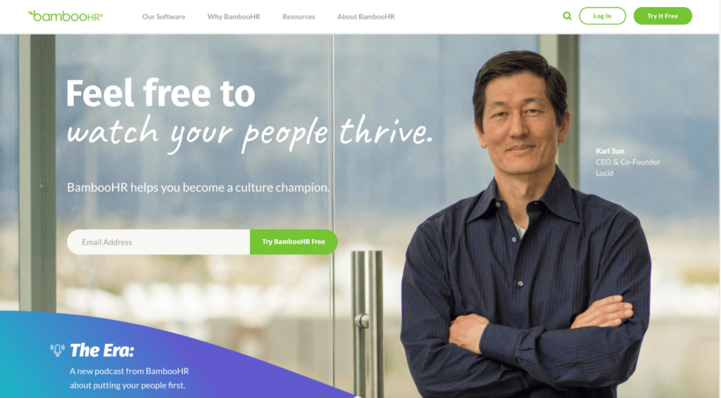 BambooHR employee benefit software homepage.
