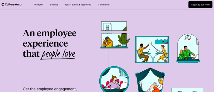 Culture Amp employee engagement software homepage.
