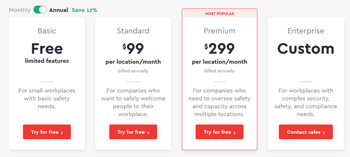 Envoy pricing page.