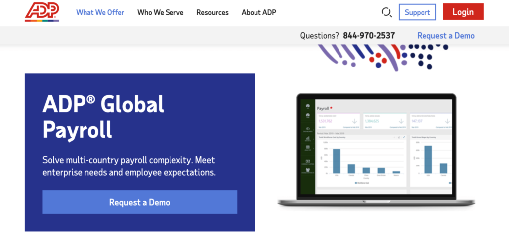 ADP Global Payroll homepage.