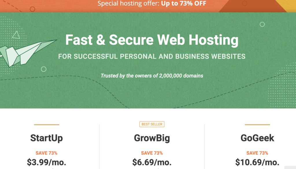 SiteGround pricing page.