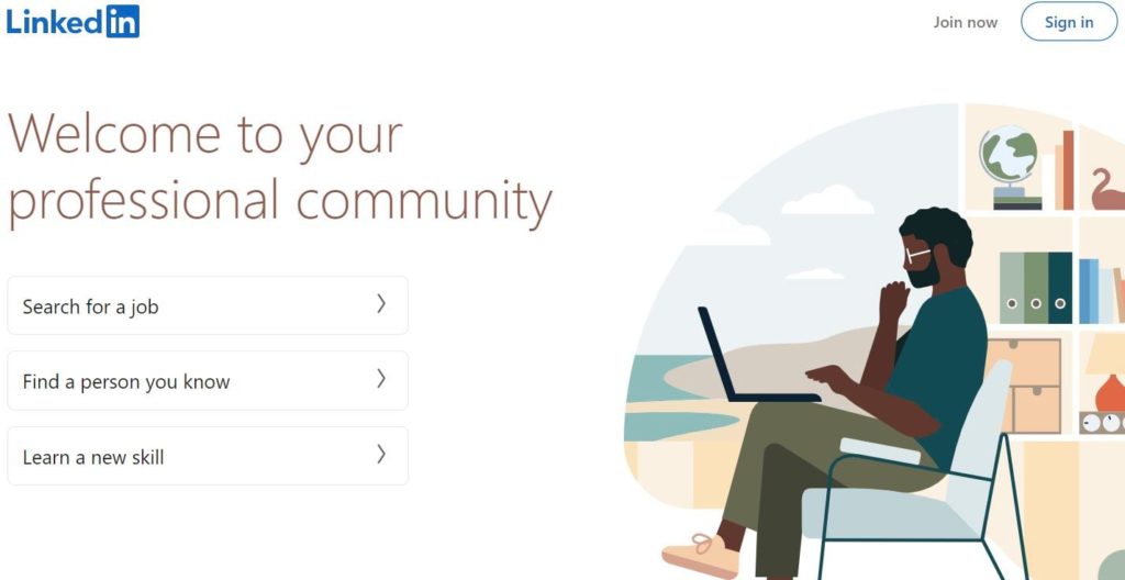 LinkedIn homepage.