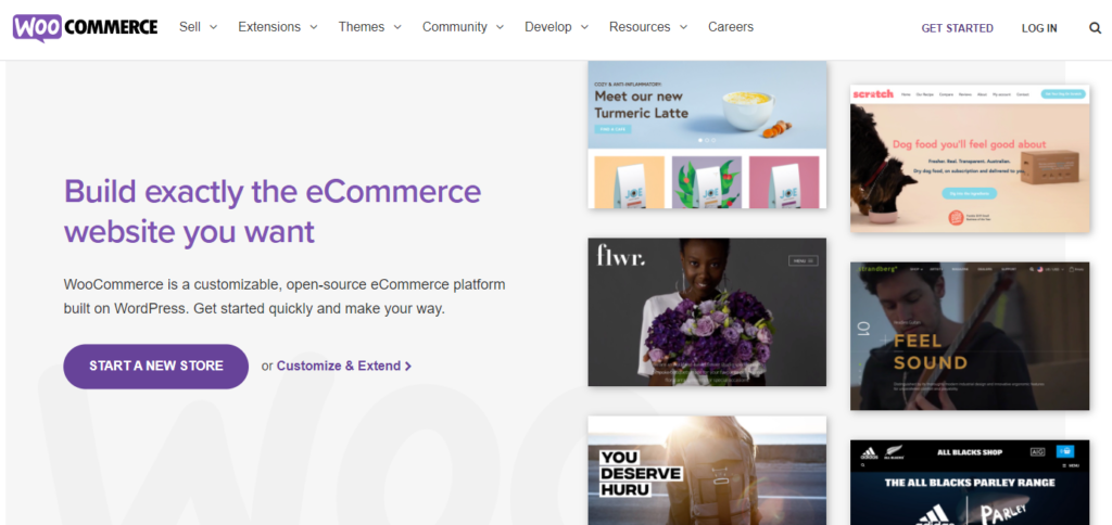 WooCommerce ecommerce start a new store homepage.
