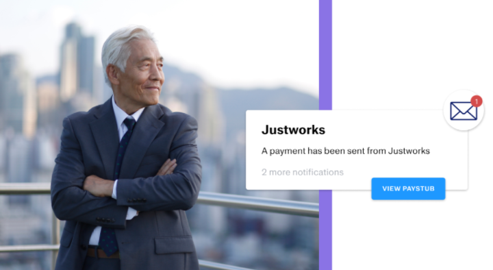 Justworks payment sent demo page.