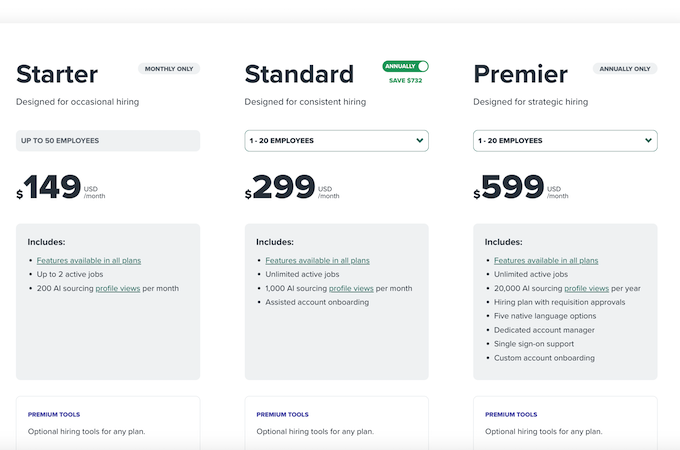 Workable pricing plans.