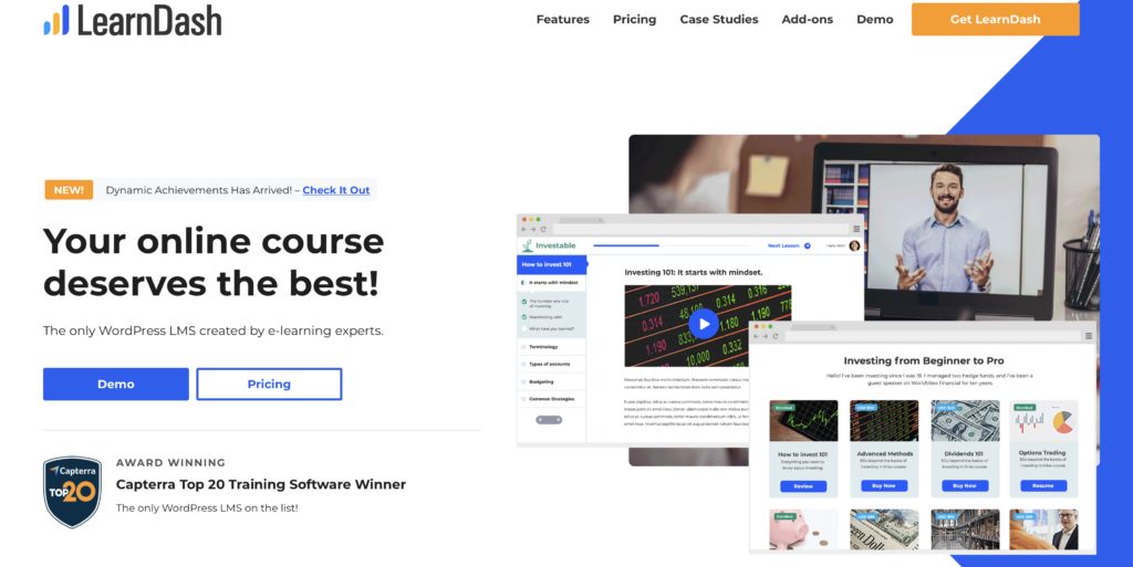 LearnDash membership plugin for WordPress homepage.