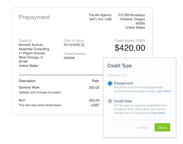 FreshBooks prepayment page.