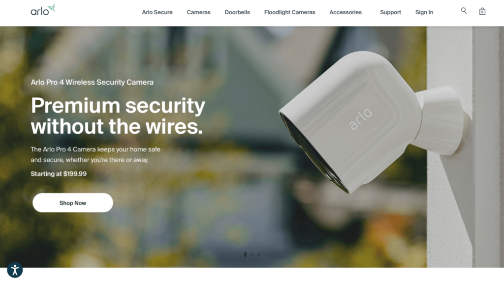 Arlo Pro 4 homepage.