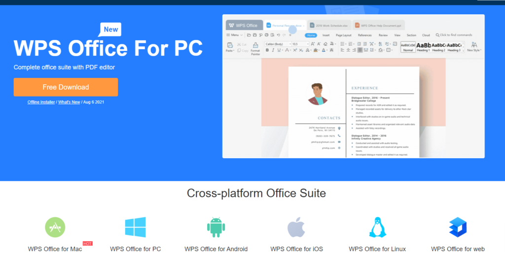 WPS Office homepage.