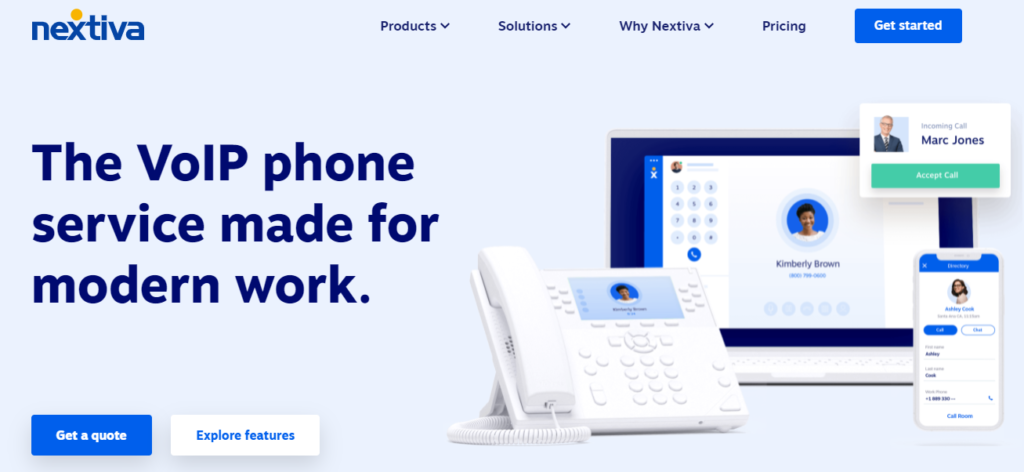 Nextiva home page.