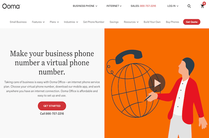 Ooma virtual phone landing page. 