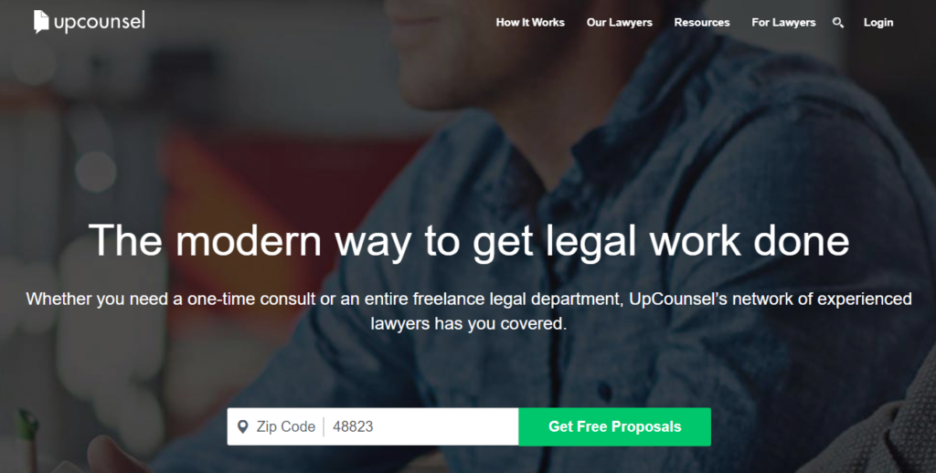 Upcounsel homepage.