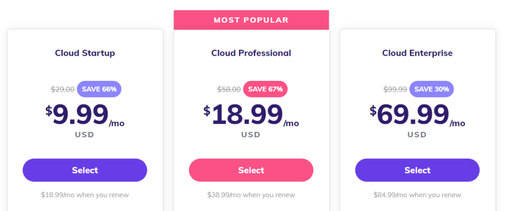 Hostinger pricing for cloud web hosting