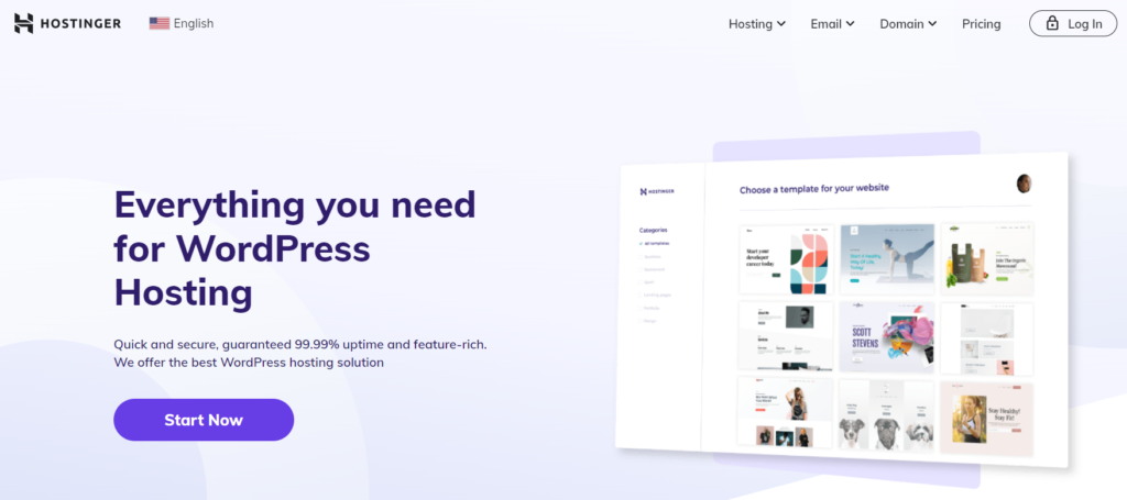 Hostinger landing page for WordPress Hosting