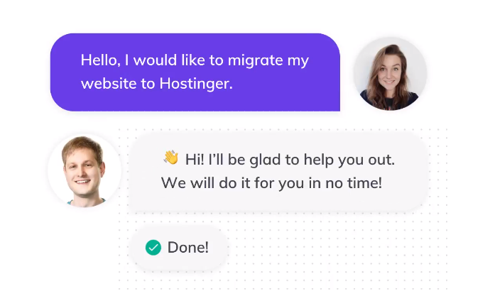 Example chat with Hostinger customer service