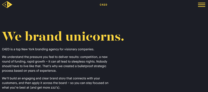 C42D logo and brand identity service homepage.