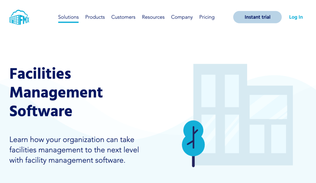 FMX facility management software homepage.