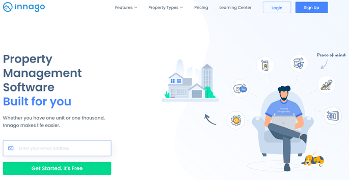 Innago property management software homepage.