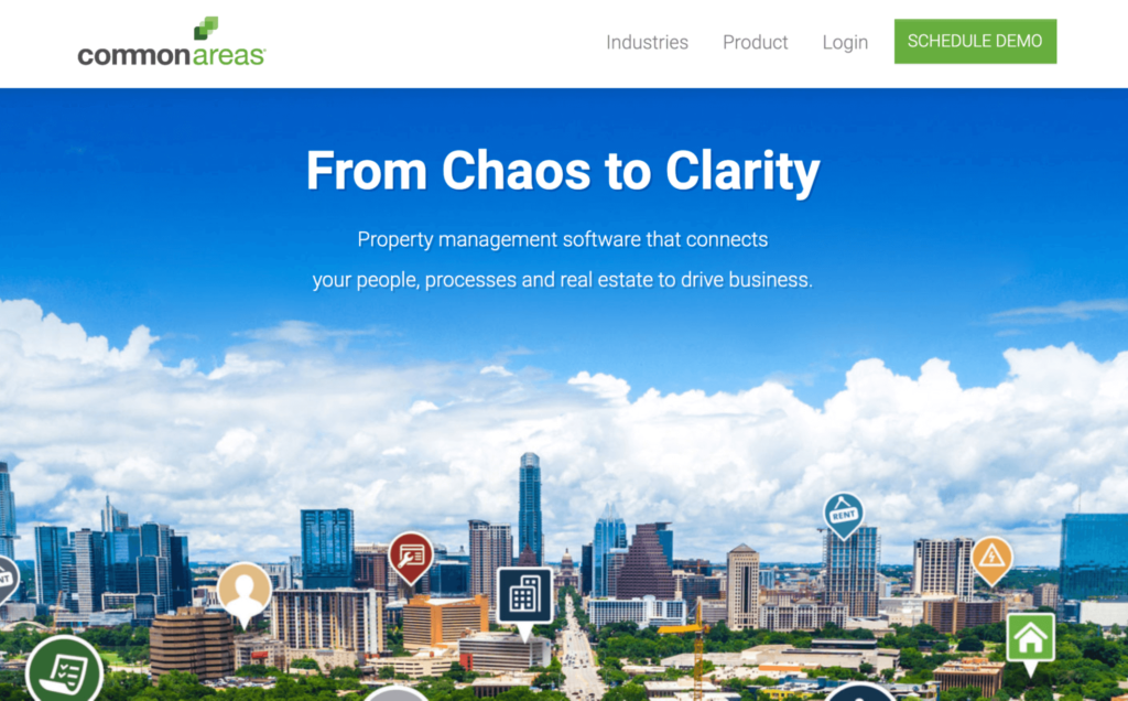 Common Areas facility management software homepage.