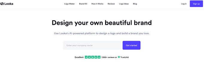 Looka logo and brand identity service homepage.