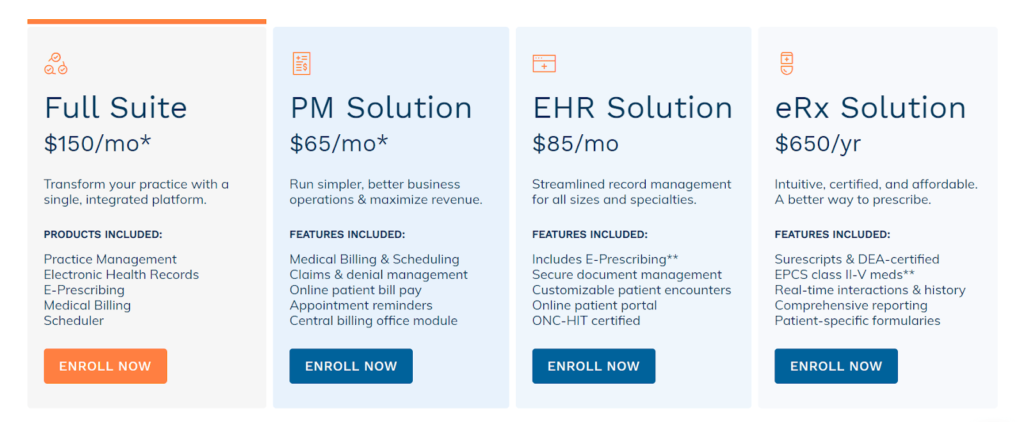RXNT medical software pricing plans.