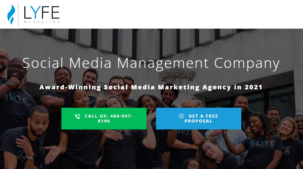 Lyfe landing page for digital marketing services