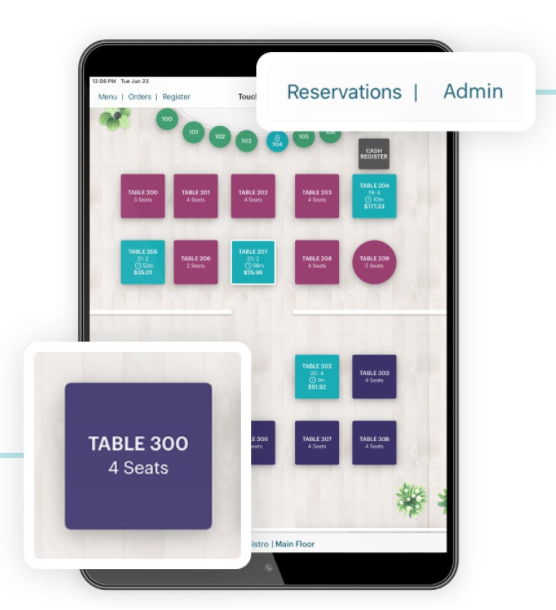 Table management features from TouchBistro POS system 