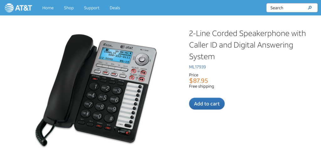 Image of AT&T's 2-Line Corded Phone
