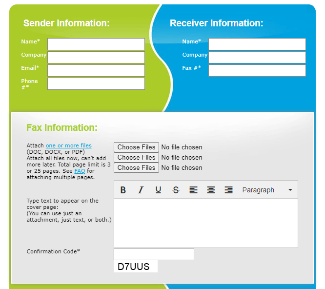 Faxzero interface